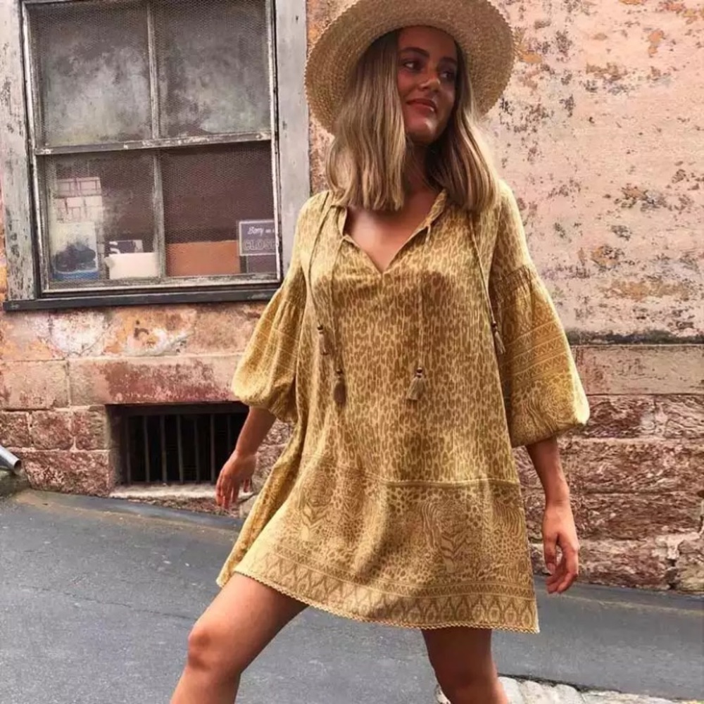 Leopard Animal Print Tunic Long Sleeve Mini Dress - Picture 2 of 9